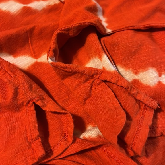 J.Jill, 60% Cotton, V-Neckline, Dolman 3/4 Sleeves Top, Tangerine/White, XLP - Picture 5 of 8